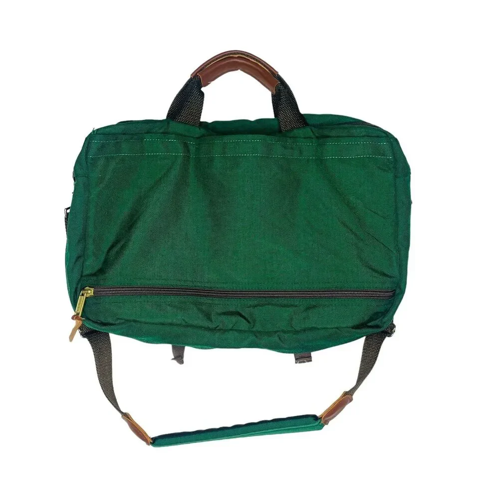 LL Bean Canvas Leather Messenger Briefcase Laptop Bag